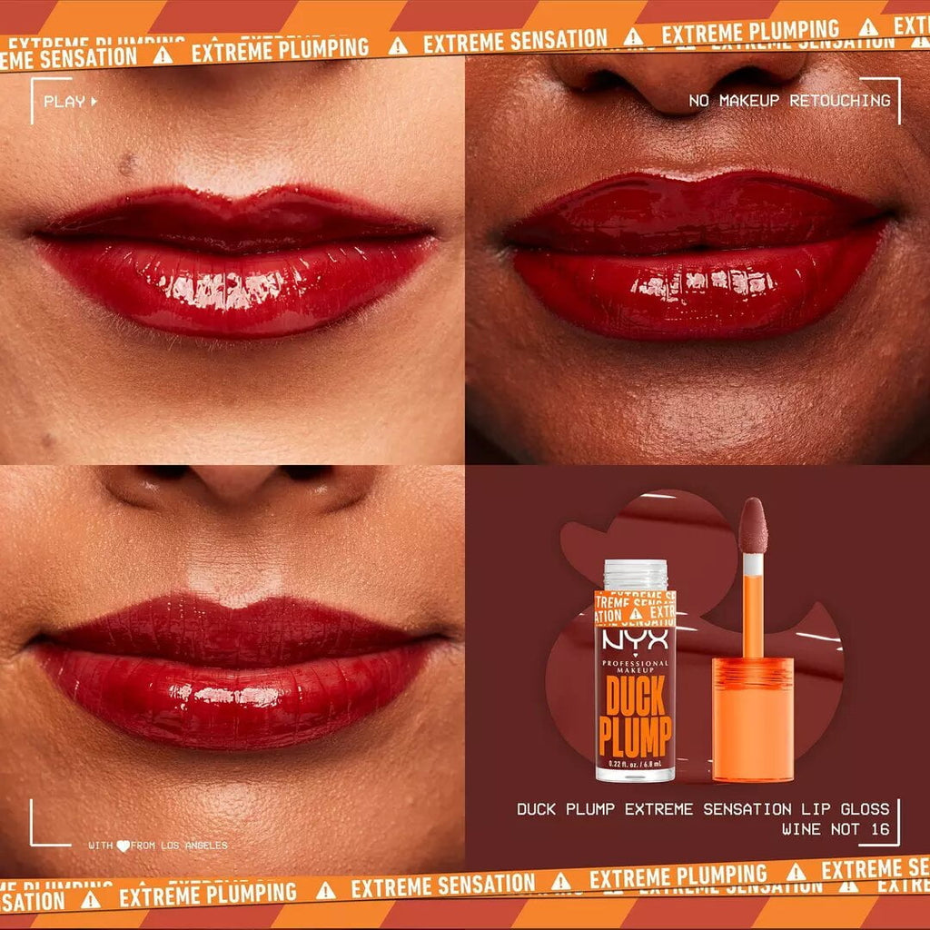 NYX Duck Plump High Pigment Plumping Lip Gloss, 16 Wine Not?, 7ml (0.23floz)