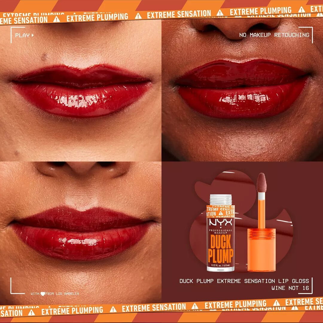 NYX Duck Plump High Pigment Plumping Lip Gloss, 16 Wine Not?, 7ml (0.23floz)