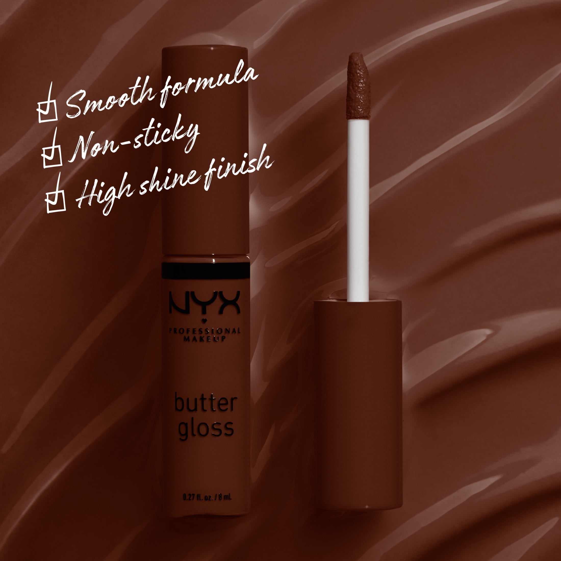 (2 pack) NYX Professional Makeup Butter Gloss, Non-Sticky Lip Gloss, Lava Cake, 0.27 Oz