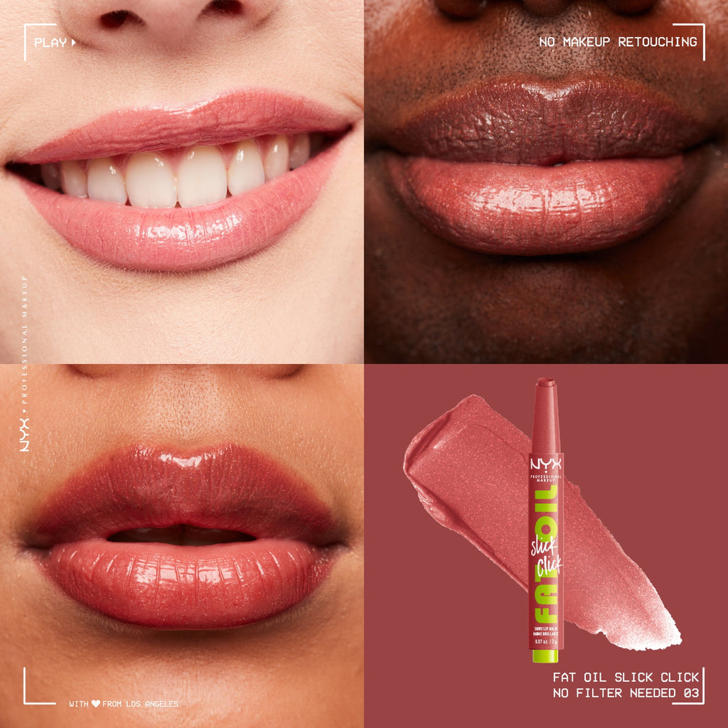 NYX Professional Makeup Fat Oil Slick Click Hydrating Tinted Lip Gloss with Lightweight Hydration, No Filter Needed, 0.07 oz