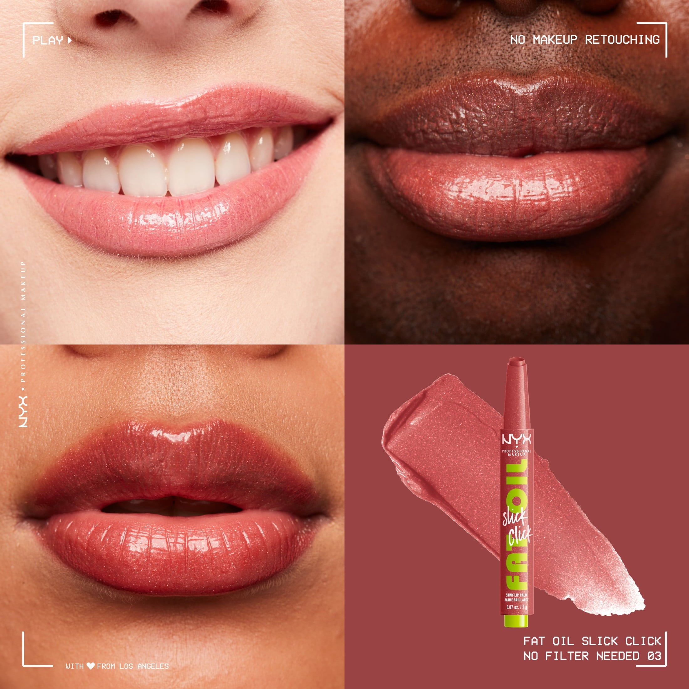 NYX Professional Makeup Fat Oil Slick Click Hydrating Tinted Lip Gloss with Lightweight Hydration, No Filter Needed, 0.07 oz