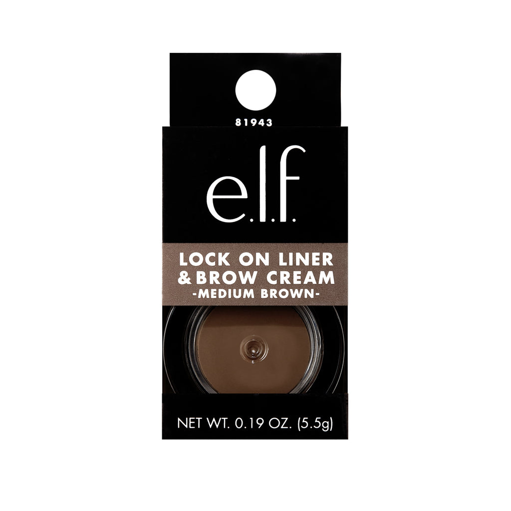 e.l.f. Lock on Liner and Brow Cream, Medium Brown, 0.19 oz