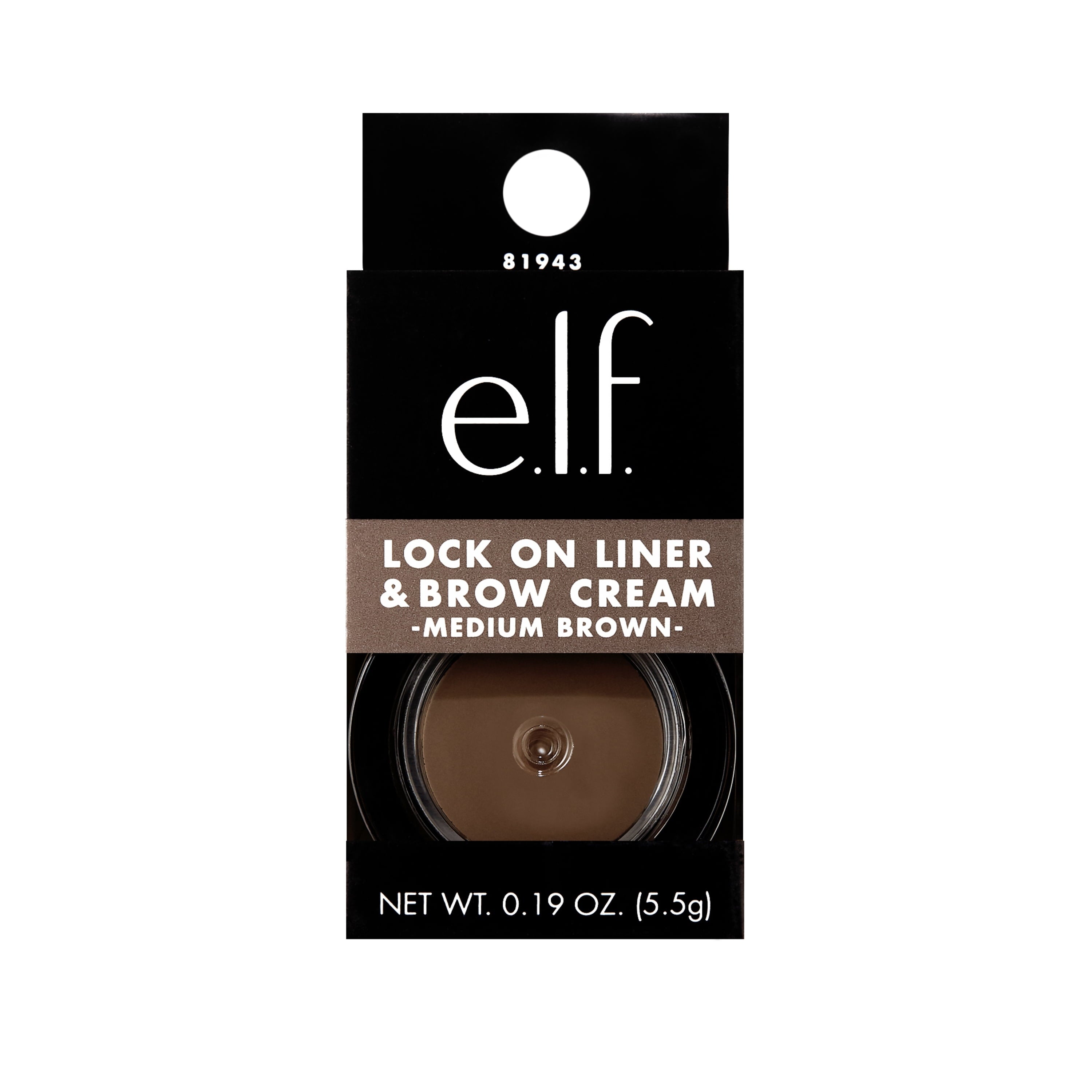 e.l.f. Lock on Liner and Brow Cream, Medium Brown, 0.19 oz