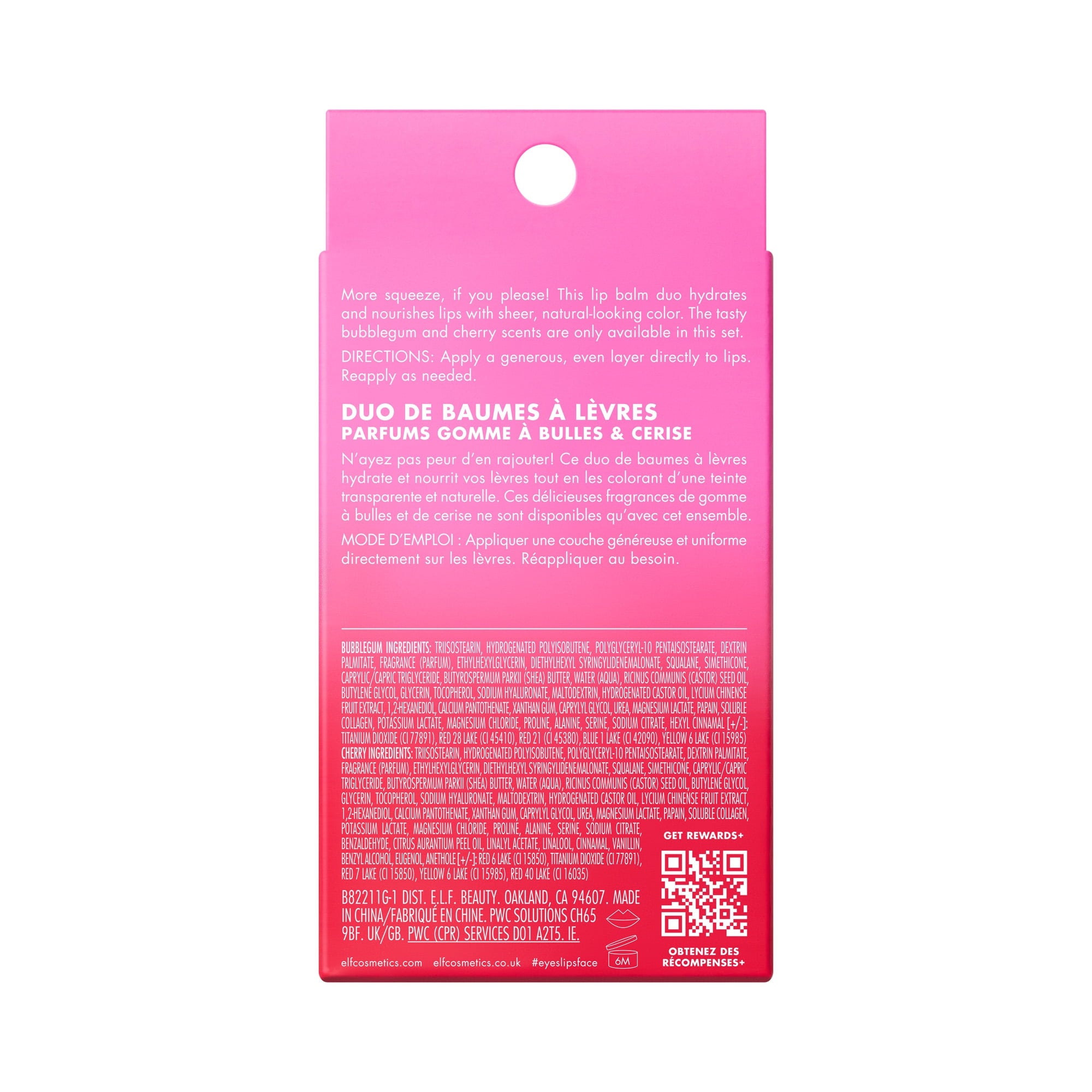 e.l.f. Squeeze Me More Lip Balm Duo, Cherry & Bubblegum, 2pc