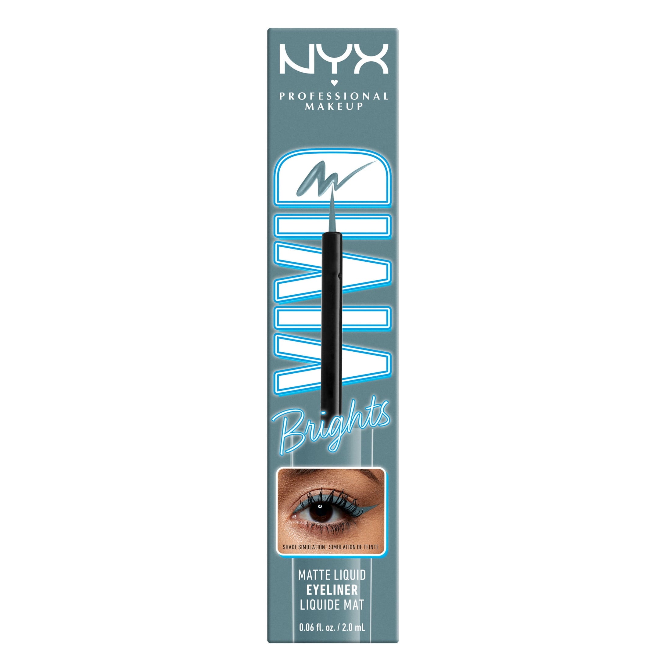 NYX Professional Makeup Vivid Bright Matte Liquid Eyeliner, Cyan Simp, 0.06 fl oz