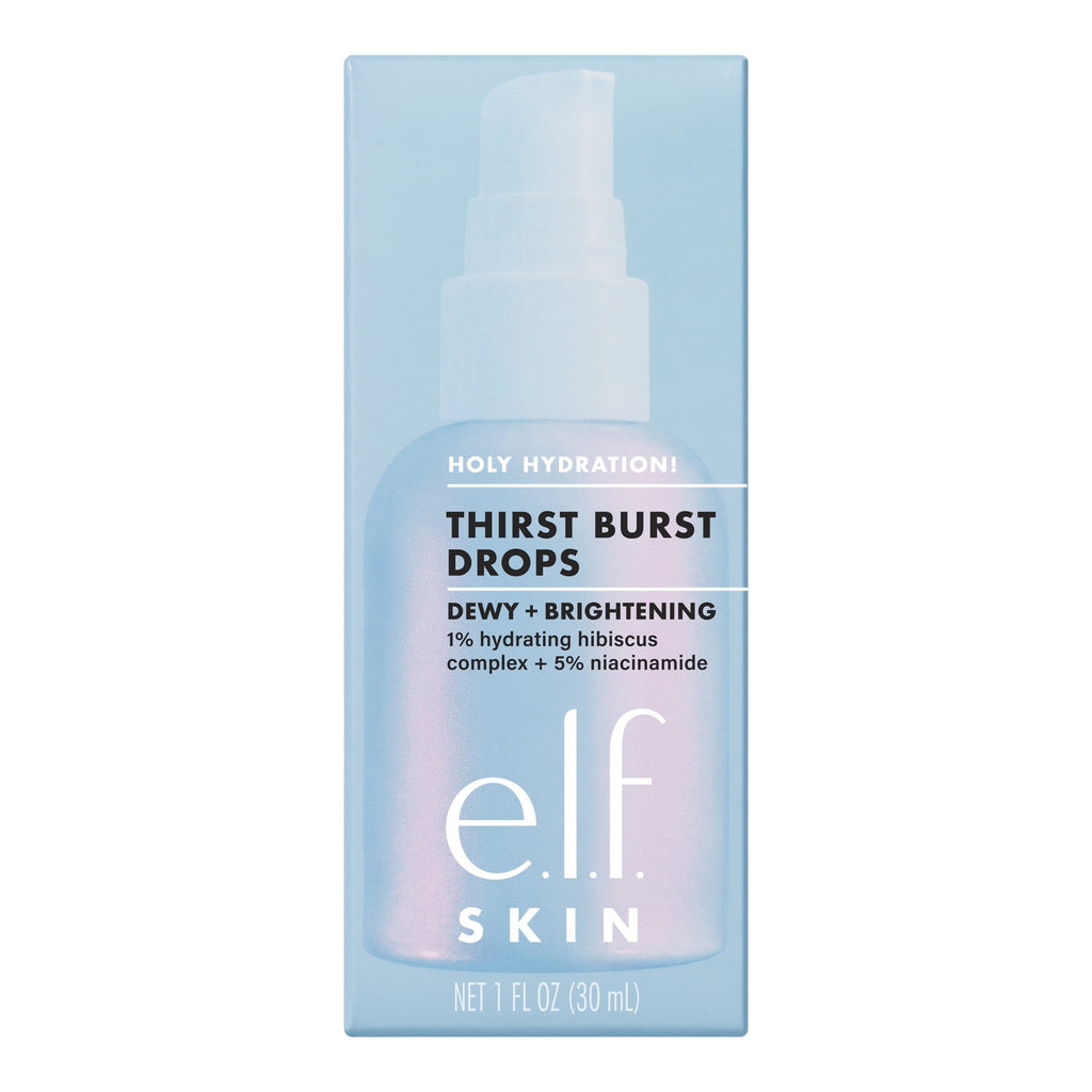 e.l.f. SKIN Holy Hydration! Thirst Burst Drops, Brightening & Hydrating Gel Serum, 1% Hydrating Hibiscus Complex + 5% Niacinamide, 1 fl oz