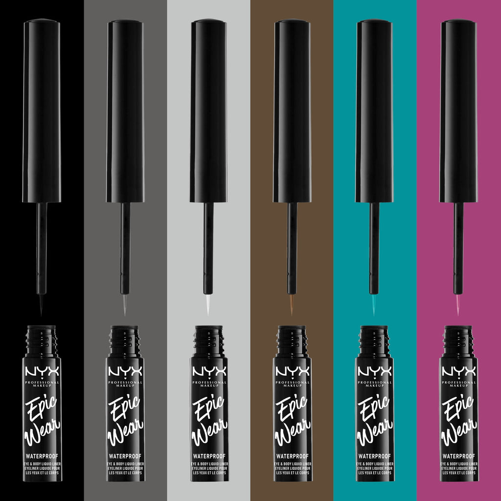 NYX Professional Makeup Epic Wear Metallic Liquid Liner, Long-Lasting Waterproof Liquid Eyeliner, Black Metal, 0.12 fl. oz.