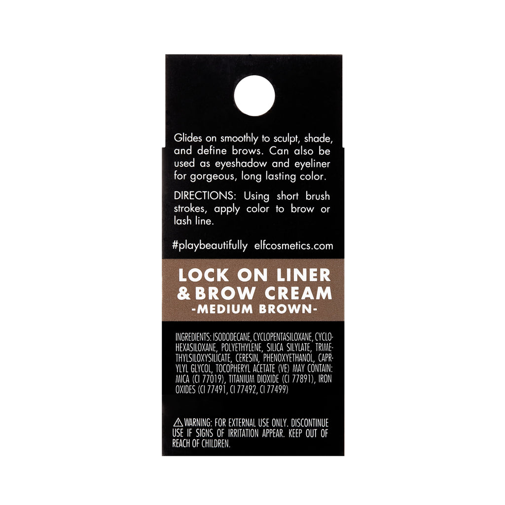 e.l.f. Lock on Liner and Brow Cream, Medium Brown, 0.19 oz
