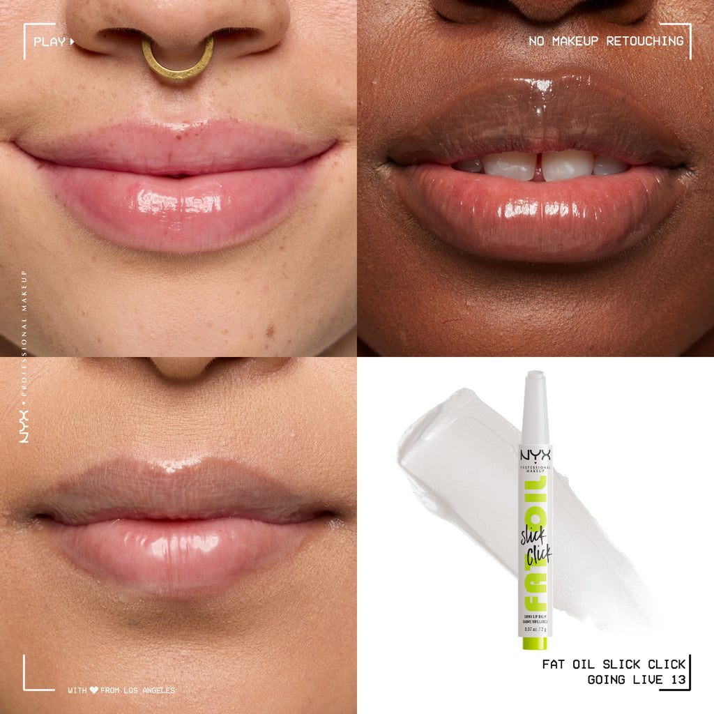 NYX Professional Makeup Fat Oil Slick Click Hydrating Tinted Lip Gloss with Lightweight Hydration, Going Live, 0.07 oz