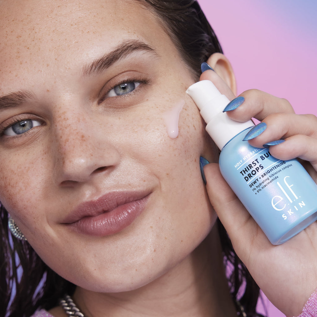 e.l.f. SKIN Holy Hydration! Thirst Burst Drops, Brightening & Hydrating Gel Serum, 1% Hydrating Hibiscus Complex + 5% Niacinamide, 1 fl oz