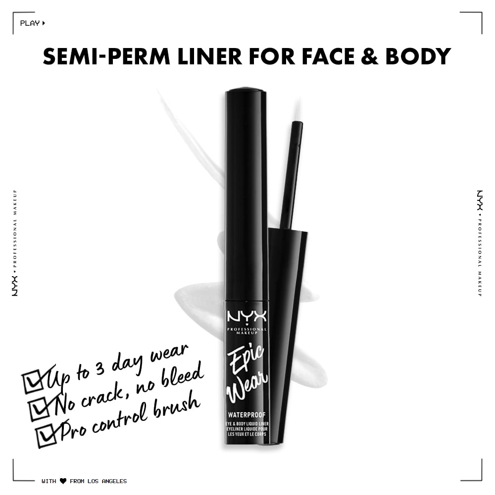 NYX Professional Makeup Epic Wear Liquid Liner, Long-Lasting Waterproof Liquid Eyeliner, White