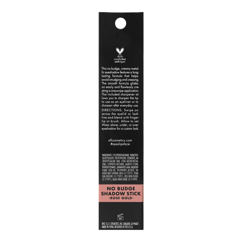 e.l.f. No Budge Shadow Stick, Rose Gold, 0.05 oz