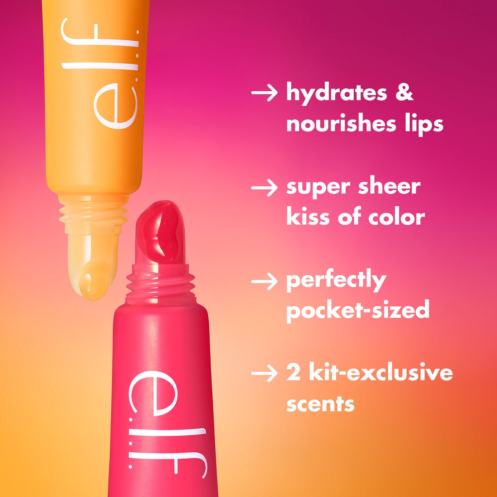 e.l.f. Squeeze Me More Lip Balm Duo, Cherry & Bubblegum, 2pc