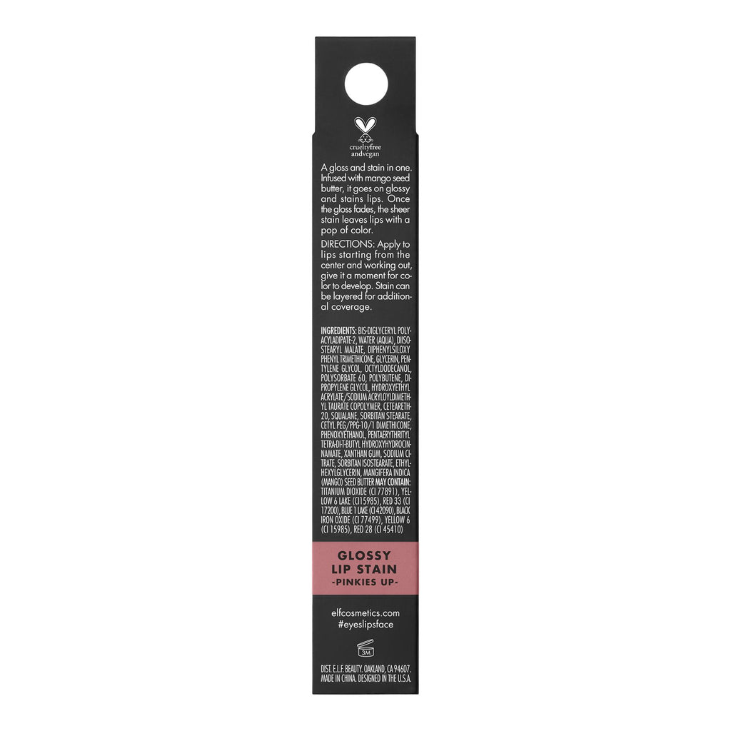 e.l.f. Glossy Lip Stain, Pinkies Up, 0.1 fl oz
