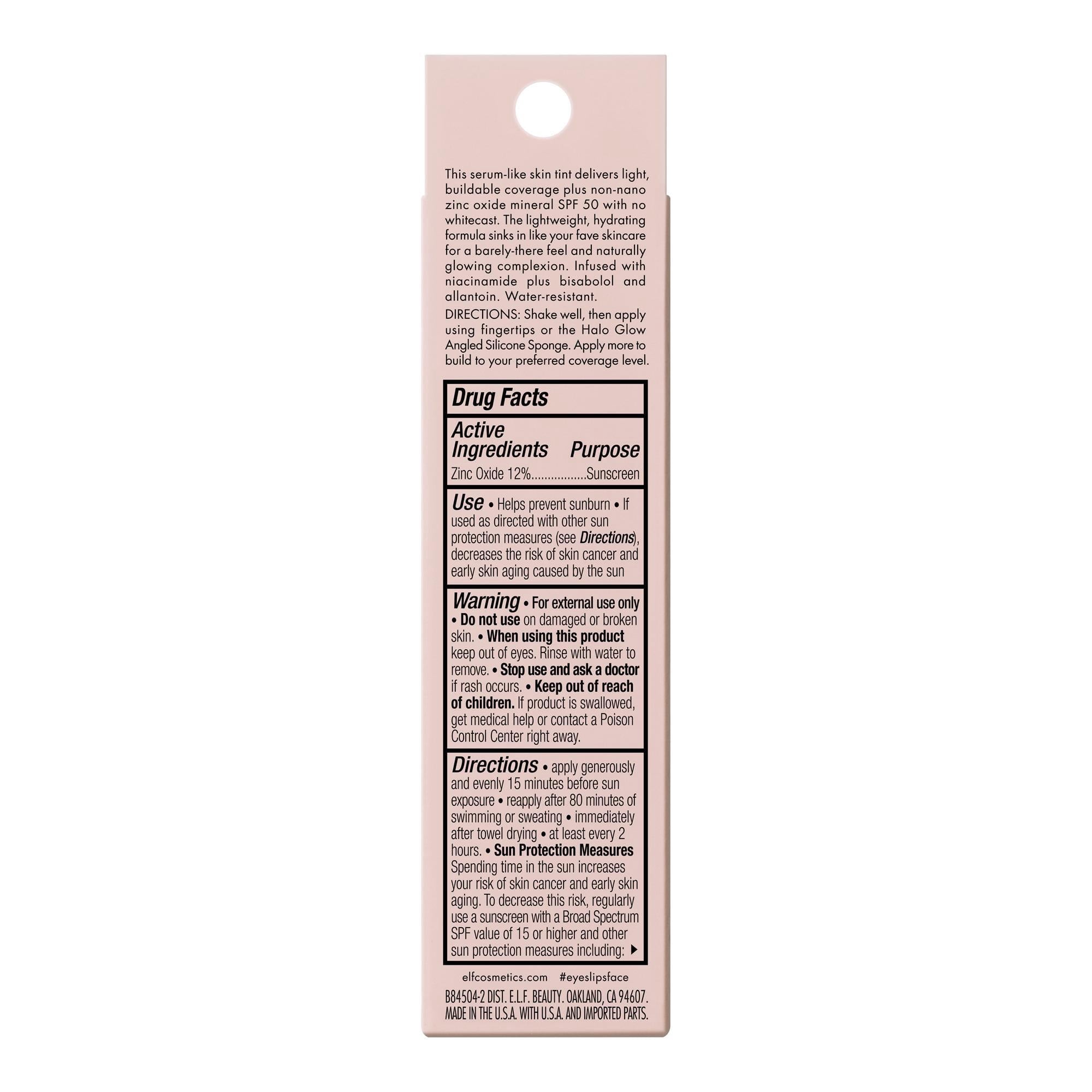 e.l.f. Halo Glow Skin Tint Mineral SPF 50, Tinted Moisturizer, 1 Fair Neutral, 1 fl oz