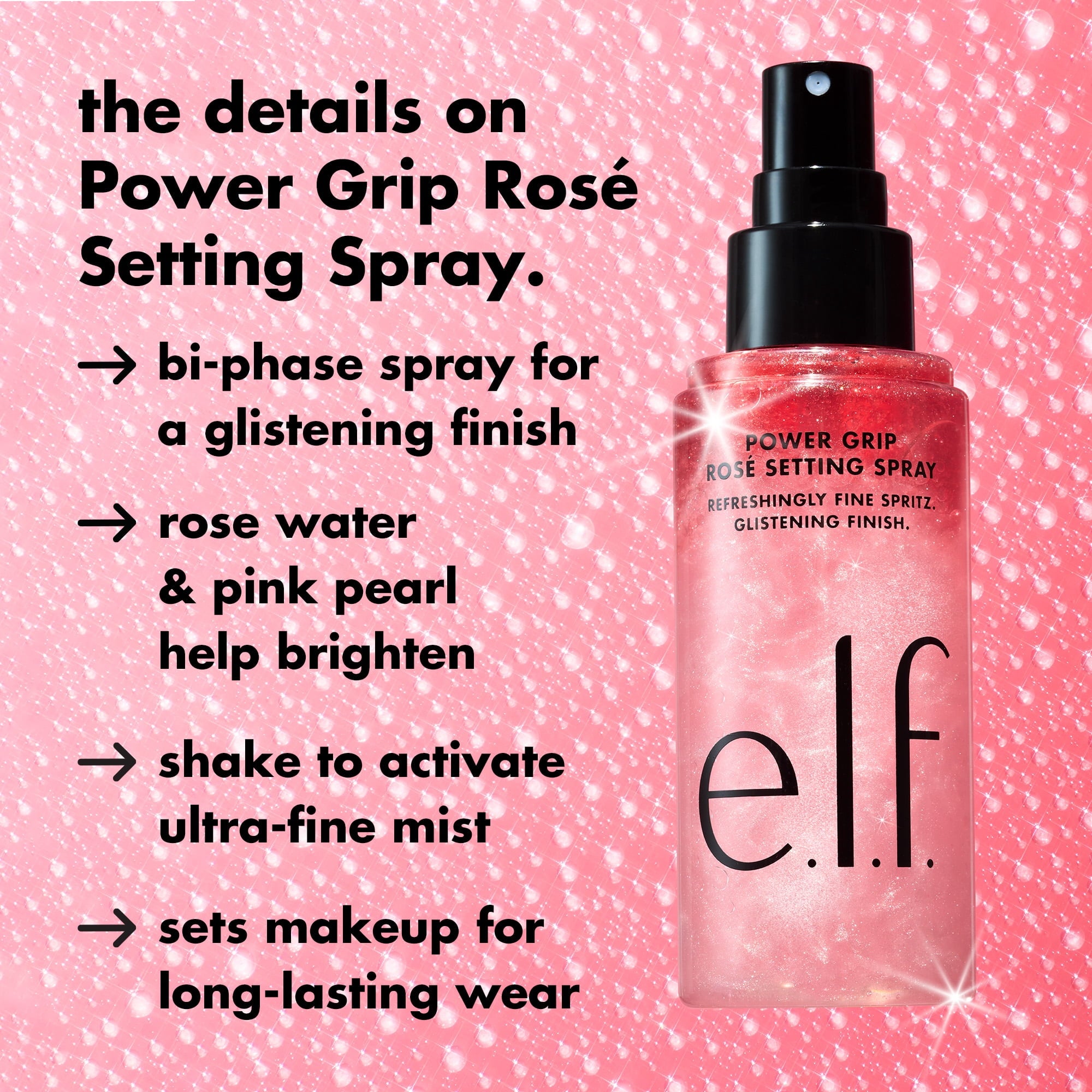 e.l.f. Power Grip Rosé Setting Spray, 2.7 fl oz