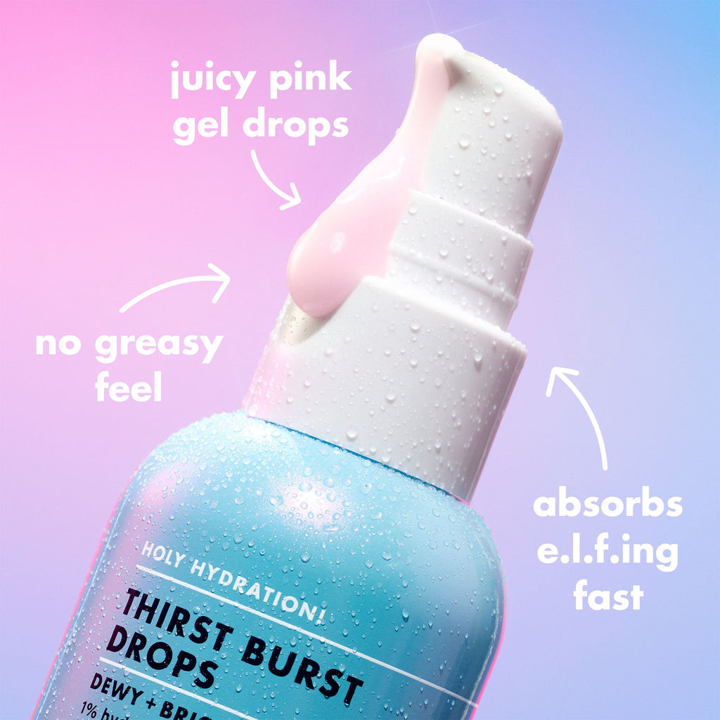 e.l.f. SKIN Holy Hydration! Thirst Burst Drops, Brightening & Hydrating Gel Serum, 1% Hydrating Hibiscus Complex + 5% Niacinamide, 1 fl oz