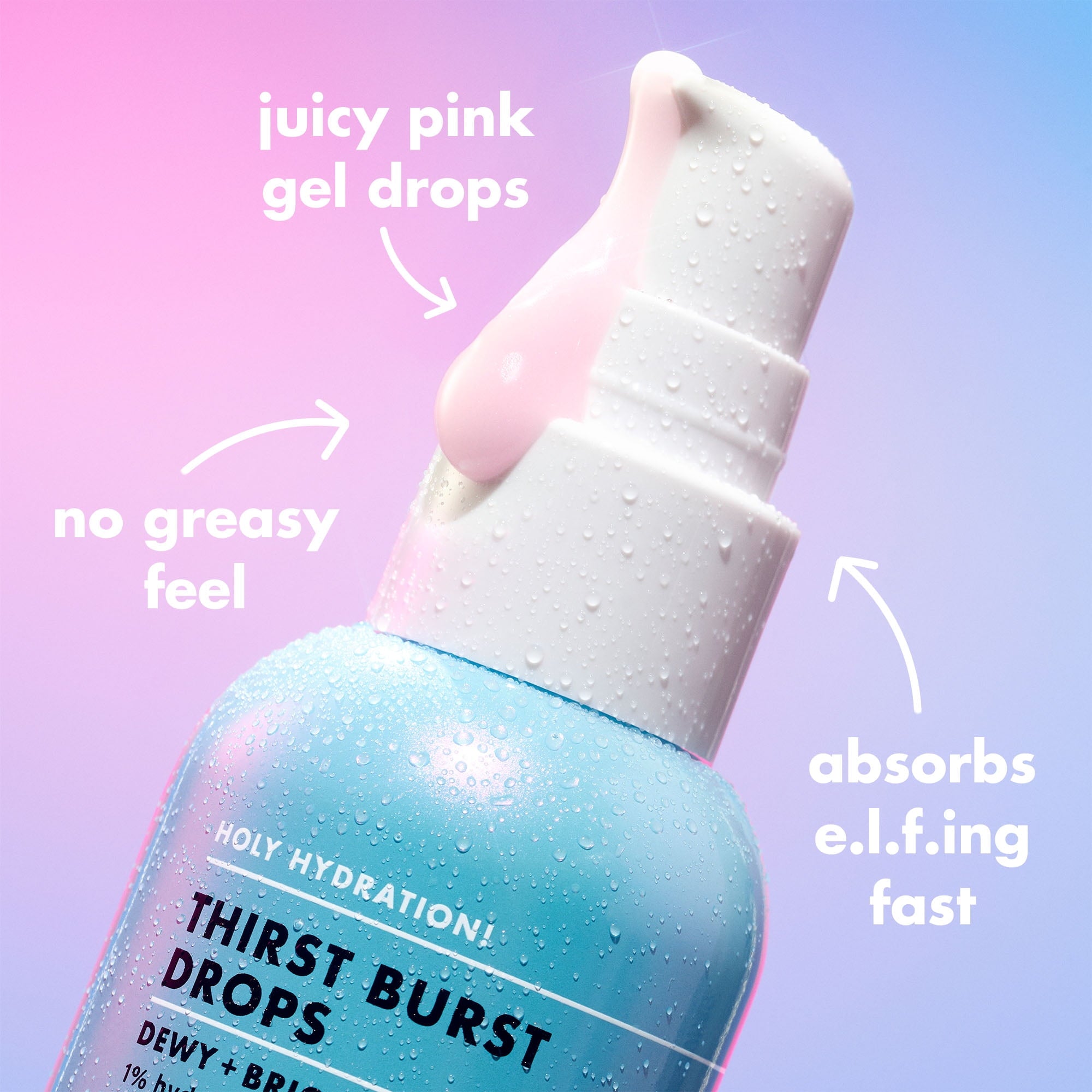 e.l.f. SKIN Holy Hydration! Thirst Burst Drops, Brightening & Hydrating Gel Serum, 1% Hydrating Hibiscus Complex + 5% Niacinamide, 1 fl oz