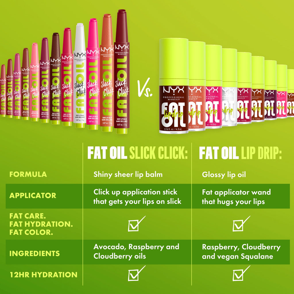 NYX Professional Makeup Fat Oil Slick Click Hydrating Tinted Lip Gloss with Lightweight Hydration, Link in My Bio, 0.07 oz