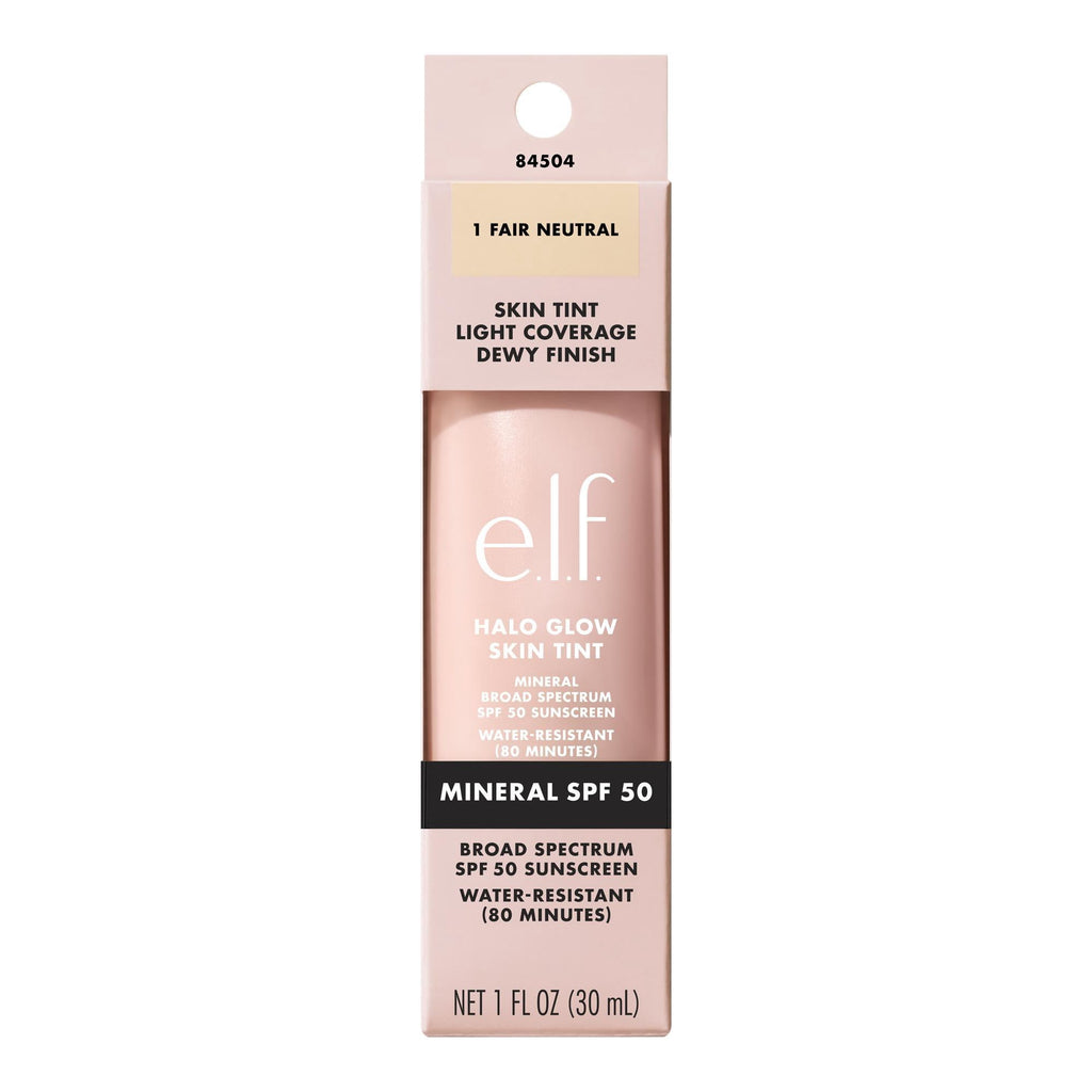 e.l.f. Halo Glow Skin Tint Mineral SPF 50, Tinted Moisturizer, 1 Fair Neutral, 1 fl oz