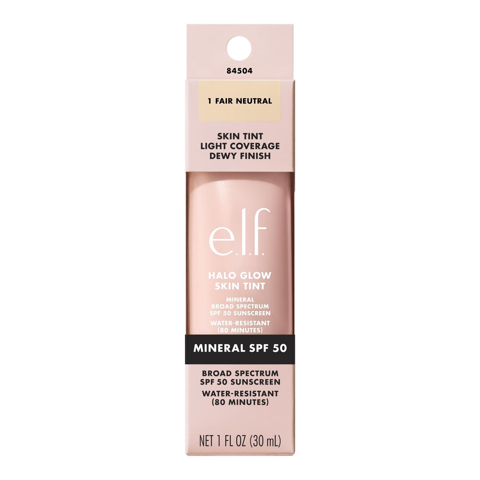 e.l.f. Halo Glow Skin Tint Mineral SPF 50, Tinted Moisturizer, 1 Fair Neutral, 1 fl oz