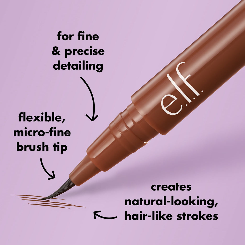e.l.f. Holy Strokes Micro-Fine Brow Pen, Neutral Brown, 0.02 fl oz
