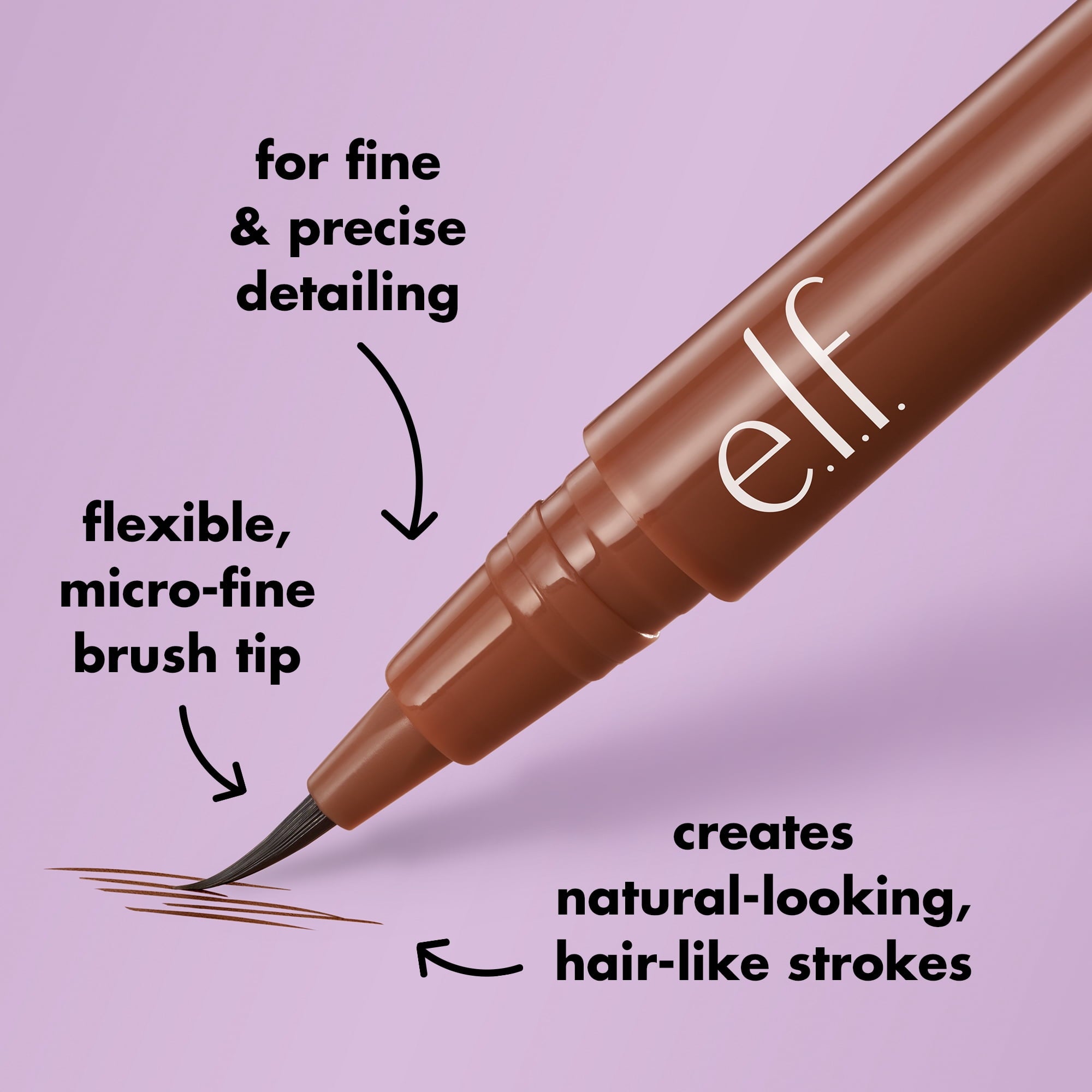 e.l.f. Holy Strokes Micro-Fine Brow Pen, Neutral Brown, 0.02 fl oz