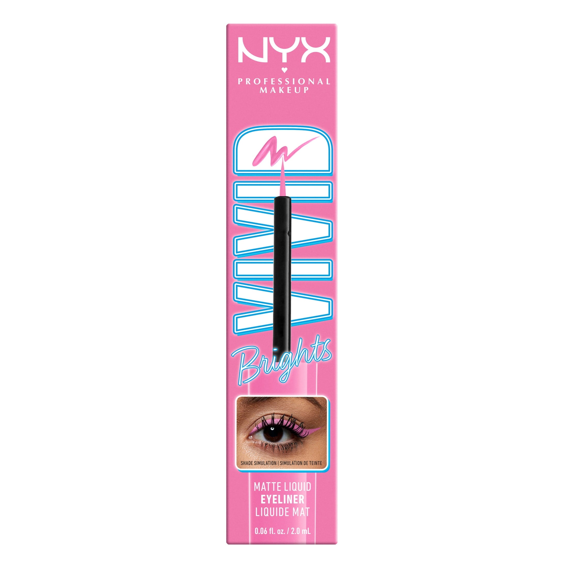 NYX Professional Makeup Vivid Brights Liquid Liner, Smear-Resistant Eyeliner, Don't Pink Twice