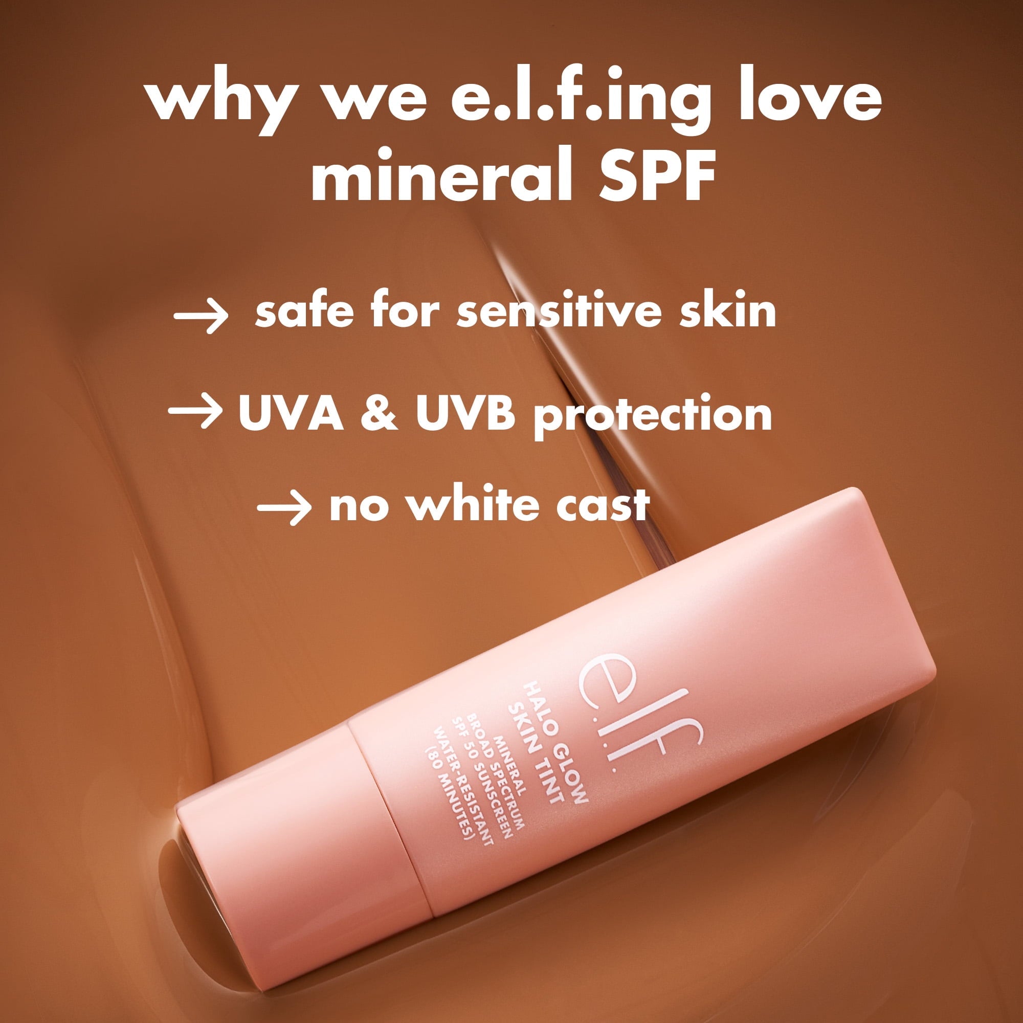 e.l.f. Halo Glow Skin Tint Mineral SPF 50, Tinted Moisturizer, 11 Tan Warm, 1 fl oz