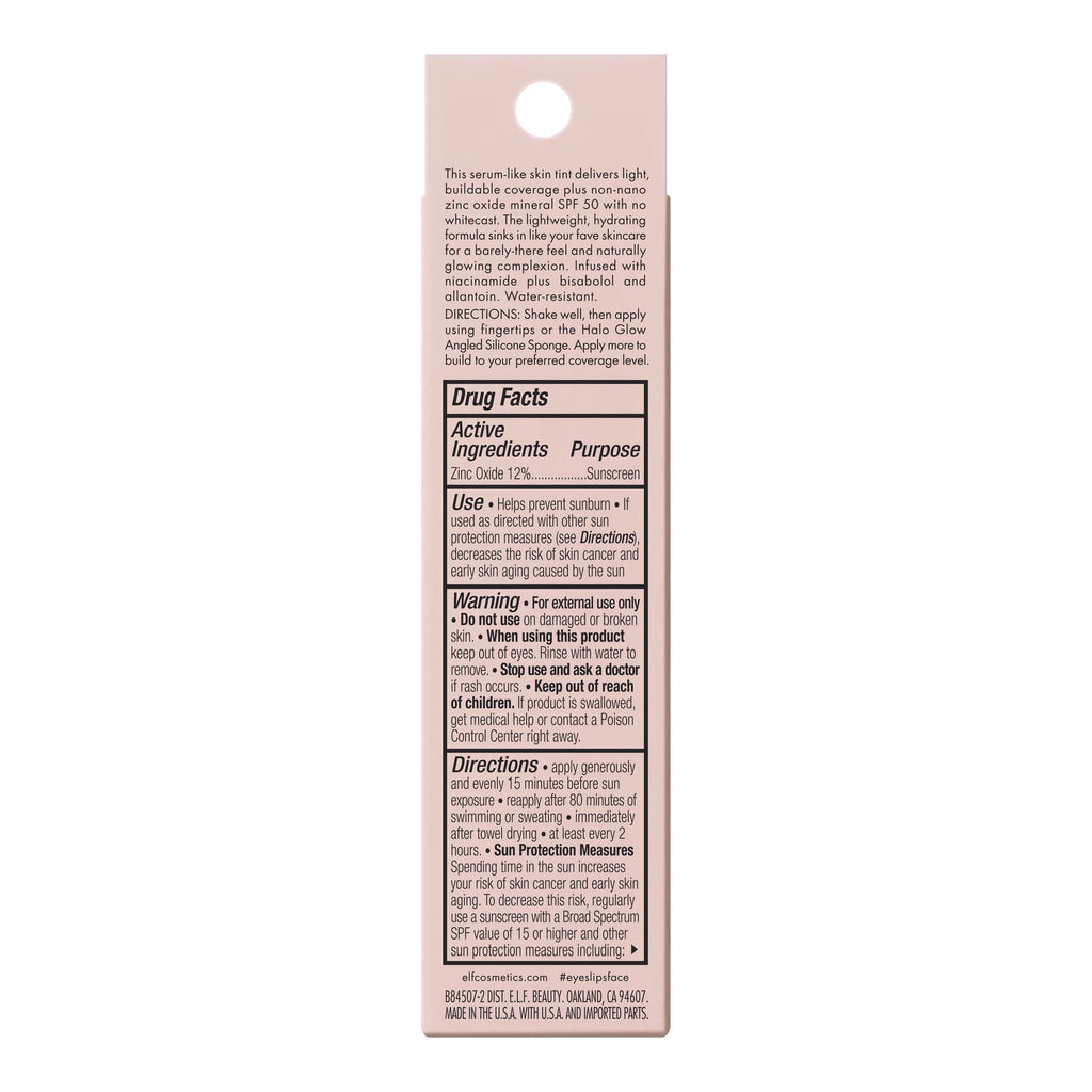 e.l.f. Halo Glow Skin Tint Mineral SPF 50, Tinted Moisturizer, 4 Light Neutral, 1 fl oz