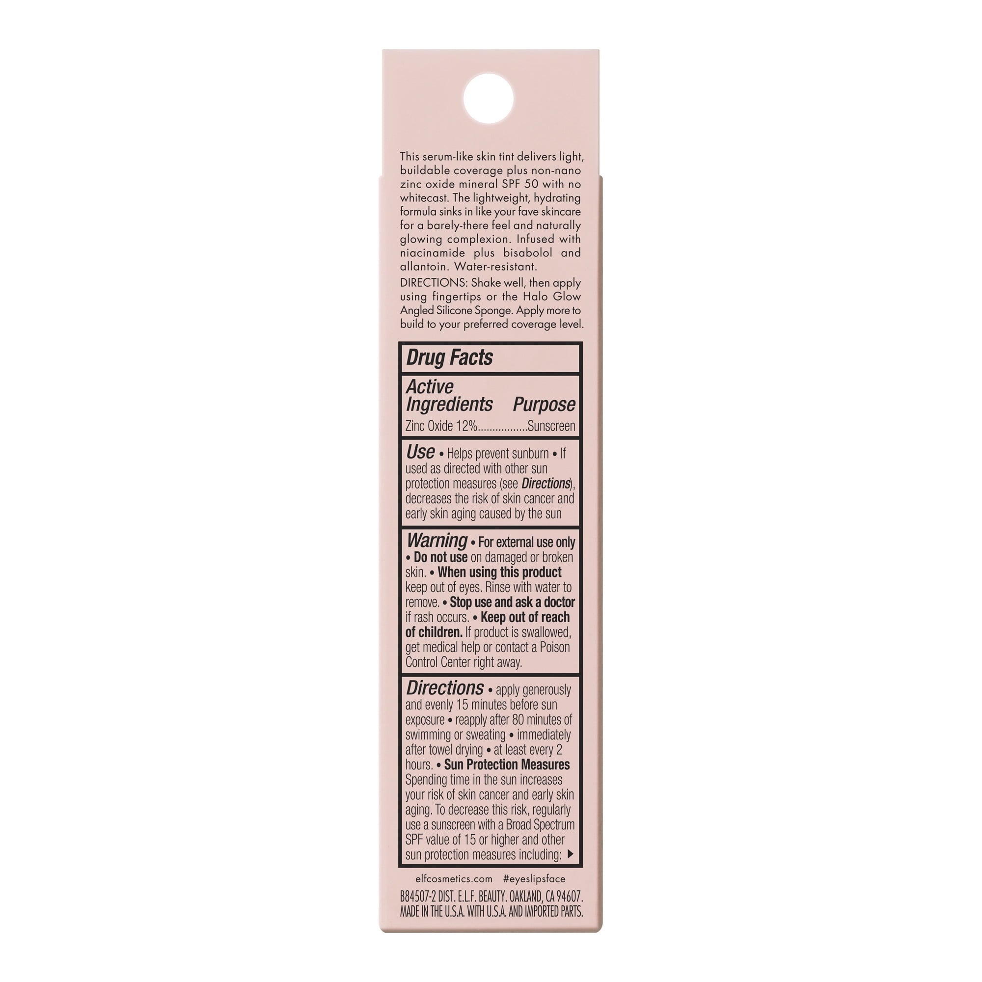 e.l.f. Halo Glow Skin Tint Mineral SPF 50, Tinted Moisturizer, 4 Light Neutral, 1 fl oz