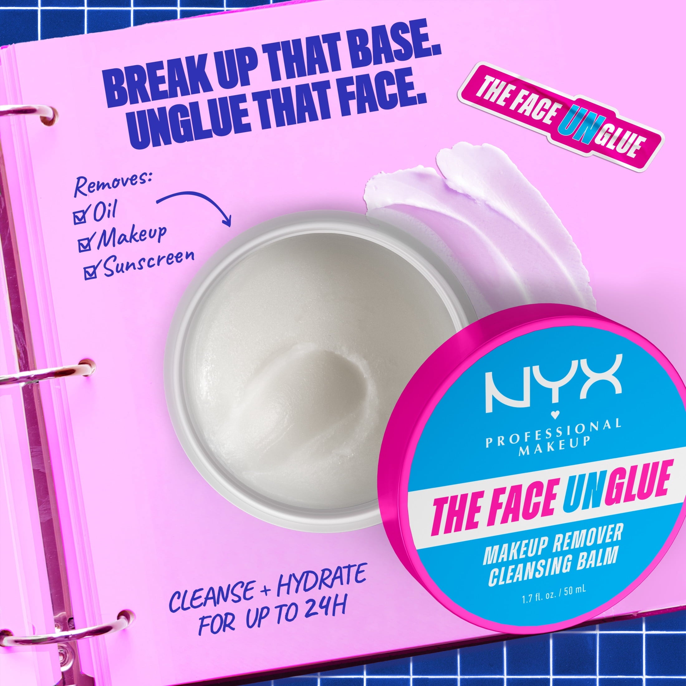 NYX Professional Makeup The Face Unglue Makeup Remover Cleansing Balm with Shea Butter, 1.7 fl oz