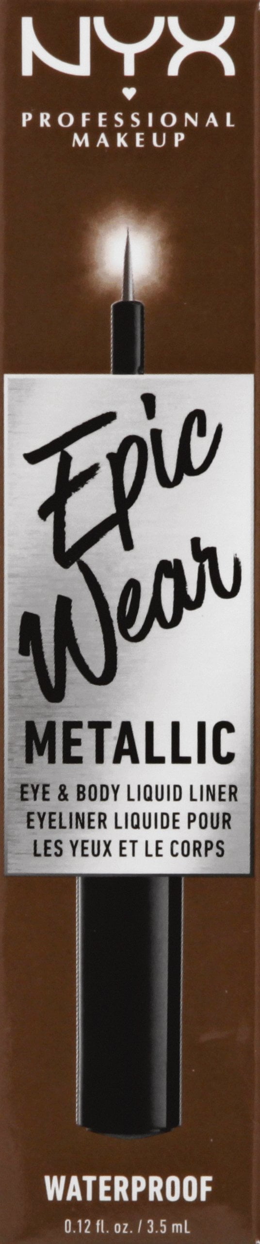 NYX Professional Makeup Epic Wear Metallic, Long-Lasting Waterproof Liquid Eyeliner, Brown Metal, 0.12 fl oz