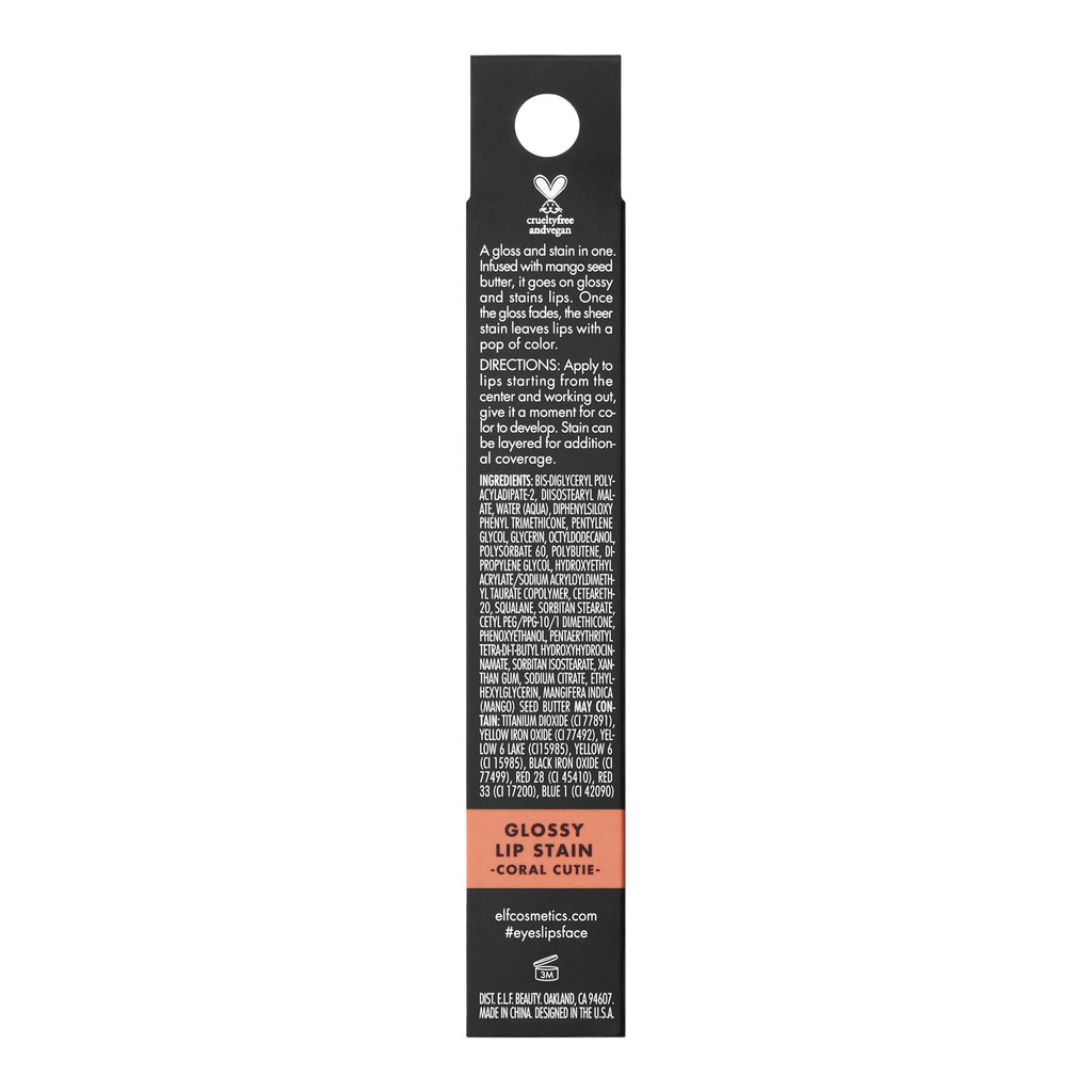 e.l.f. Glossy Lip Stain, Coral Cutie, 0.1 fl oz