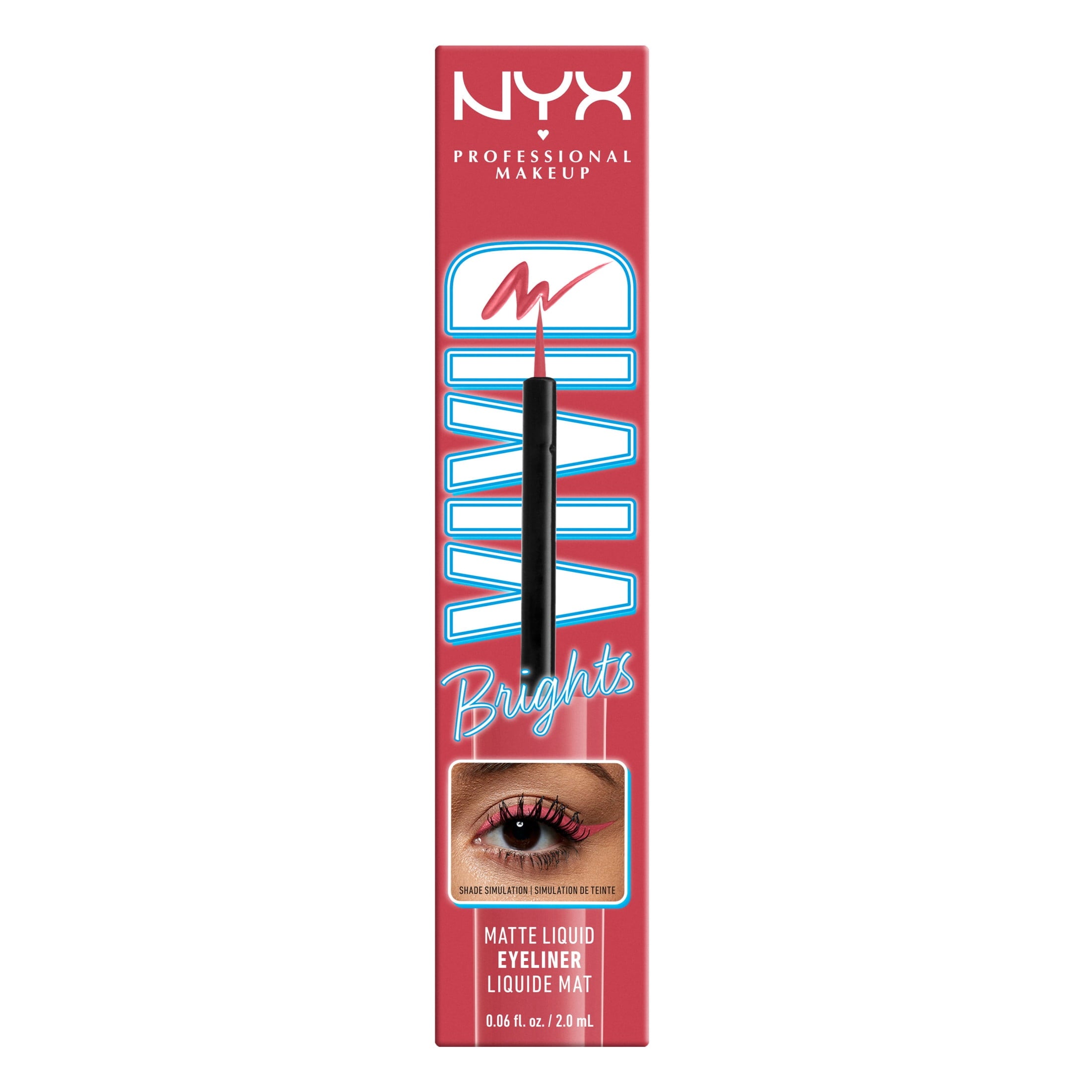 NYX Professional Makeup Vivid Bright Matte Liquid Eyeliner, On Red, 0.06 fl oz