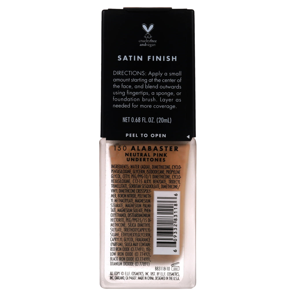 e.l.f. Flawless Satin Foundation, Alabaster, 0.68 fl oz